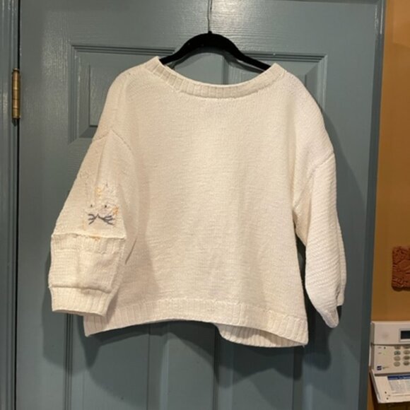 Kielo Dyson hand knit unique bunny sweater, worn once 80s/90s. L, cotton - Picture 2 of 6